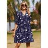 image:imageZeagoo Summer Dresses for Women 2026 V Neck Ruffle Sleeve Casual Shift Dress Hawaiian Sundress Beach Vacation ClothesDeep Blue Floral