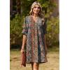image:imageZeagoo Summer Dresses for Women 2026 V Neck Ruffle Sleeve Casual Shift Dress Hawaiian Sundress Beach Vacation ClothesEthnic Style