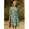 image:imageZeagoo Summer Dresses for Women 2026 V Neck Ruffle Sleeve Casual Shift Dress Hawaiian Sundress Beach Vacation ClothesGreen Floral