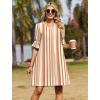 image:imageZeagoo Summer Dresses for Women 2026 V Neck Ruffle Sleeve Casual Shift Dress Hawaiian Sundress Beach Vacation ClothesKhaki Vertical Stripes