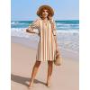 image:imageZeagoo Summer Dresses for Women 2026 V Neck Ruffle Sleeve Casual Shift Dress Hawaiian Sundress Beach Vacation ClothesKhaki Vertical Stripes