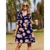 image:imageZeagoo Summer Dresses for Women 2026 V Neck Ruffle Sleeve Casual Shift Dress Hawaiian Sundress Beach Vacation ClothesNavy Blue  Pink Flowers