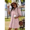 image:imageZeagoo Summer Dresses for Women 2026 V Neck Ruffle Sleeve Casual Shift Dress Hawaiian Sundress Beach Vacation ClothesPink Polka Dots