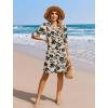 image:imageZeagoo Summer Dresses for Women 2026 V Neck Ruffle Sleeve Casual Shift Dress Hawaiian Sundress Beach Vacation ClothesSkin Floral
