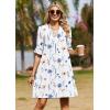 image:imageZeagoo Summer Dresses for Women 2026 V Neck Ruffle Sleeve Casual Shift Dress Hawaiian Sundress Beach Vacation ClothesWhite Floral