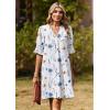 image:imageZeagoo Summer Dresses for Women 2026 V Neck Ruffle Sleeve Casual Shift Dress Hawaiian Sundress Beach Vacation ClothesWhite Floral