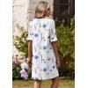 image:imageZeagoo Summer Dresses for Women 2026 V Neck Ruffle Sleeve Casual Shift Dress Hawaiian Sundress Beach Vacation ClothesWhite Floral