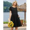 image:imageZeagoo Women Summer Dress 2026 Short Sleeve Aline Mini Dresses with Pockets Casual Swing Tshirt Dress Vocation Beach SundressBlack