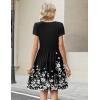 image:imageZeagoo Women Summer Dress 2026 Short Sleeve Aline Mini Dresses with Pockets Casual Swing Tshirt Dress Vocation Beach SundressBlack Floral