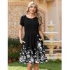 image:imageZeagoo Women Summer Dress 2026 Short Sleeve Aline Mini Dresses with Pockets Casual Swing Tshirt Dress Vocation Beach SundressBlack Floral