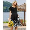 image:imageZeagoo Women Summer Dress 2026 Short Sleeve Aline Mini Dresses with Pockets Casual Swing Tshirt Dress Vocation Beach SundressBlack Floral