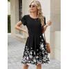 image:imageZeagoo Women Summer Dress 2026 Short Sleeve Aline Mini Dresses with Pockets Casual Swing Tshirt Dress Vocation Beach SundressBlack Floral