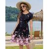 image:imageZeagoo Women Summer Dress 2026 Short Sleeve Aline Mini Dresses with Pockets Casual Swing Tshirt Dress Vocation Beach SundressBlack Pink Floral