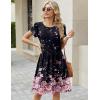 image:imageZeagoo Women Summer Dress 2026 Short Sleeve Aline Mini Dresses with Pockets Casual Swing Tshirt Dress Vocation Beach SundressBlack Pink Floral