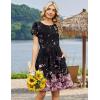 image:imageZeagoo Women Summer Dress 2026 Short Sleeve Aline Mini Dresses with Pockets Casual Swing Tshirt Dress Vocation Beach SundressBlack Pink Floral