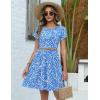 image:imageZeagoo Women Summer Dress 2026 Short Sleeve Aline Mini Dresses with Pockets Casual Swing Tshirt Dress Vocation Beach SundressBlue Floral