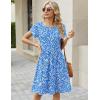 image:imageZeagoo Women Summer Dress 2026 Short Sleeve Aline Mini Dresses with Pockets Casual Swing Tshirt Dress Vocation Beach SundressBlue Floral