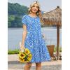 image:imageZeagoo Women Summer Dress 2026 Short Sleeve Aline Mini Dresses with Pockets Casual Swing Tshirt Dress Vocation Beach SundressBlue Floral