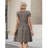 image:imageZeagoo Women Summer Dress 2026 Short Sleeve Aline Mini Dresses with Pockets Casual Swing Tshirt Dress Vocation Beach SundressBrown Print