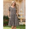 image:imageZeagoo Women Summer Dress 2026 Short Sleeve Aline Mini Dresses with Pockets Casual Swing Tshirt Dress Vocation Beach SundressBrown Print