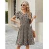 image:imageZeagoo Women Summer Dress 2026 Short Sleeve Aline Mini Dresses with Pockets Casual Swing Tshirt Dress Vocation Beach SundressBrown Print