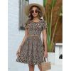 image:imageZeagoo Women Summer Dress 2026 Short Sleeve Aline Mini Dresses with Pockets Casual Swing Tshirt Dress Vocation Beach SundressBrown Print