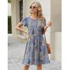 image:imageZeagoo Women Summer Dress 2026 Short Sleeve Aline Mini Dresses with Pockets Casual Swing Tshirt Dress Vocation Beach SundressEthnic Printmz919