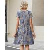 image:imageZeagoo Women Summer Dress 2026 Short Sleeve Aline Mini Dresses with Pockets Casual Swing Tshirt Dress Vocation Beach SundressEthnic Printmz919