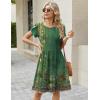 image:imageZeagoo Women Summer Dress 2026 Short Sleeve Aline Mini Dresses with Pockets Casual Swing Tshirt Dress Vocation Beach SundressGreen Ethnic