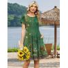 image:imageZeagoo Women Summer Dress 2026 Short Sleeve Aline Mini Dresses with Pockets Casual Swing Tshirt Dress Vocation Beach SundressGreen Ethnic
