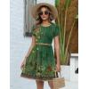 image:imageZeagoo Women Summer Dress 2026 Short Sleeve Aline Mini Dresses with Pockets Casual Swing Tshirt Dress Vocation Beach SundressGreen Ethnic
