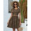 image:imageZeagoo Women Summer Dress 2026 Short Sleeve Aline Mini Dresses with Pockets Casual Swing Tshirt Dress Vocation Beach SundressLeopard Print