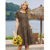 image:imageZeagoo Women Summer Dress 2026 Short Sleeve Aline Mini Dresses with Pockets Casual Swing Tshirt Dress Vocation Beach SundressLeopard Print