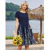 image:imageZeagoo Women Summer Dress 2026 Short Sleeve Aline Mini Dresses with Pockets Casual Swing Tshirt Dress Vocation Beach SundressNavy Floral