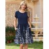 image:imageZeagoo Women Summer Dress 2026 Short Sleeve Aline Mini Dresses with Pockets Casual Swing Tshirt Dress Vocation Beach SundressNavy Floral