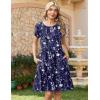 image:imageZeagoo Women Summer Dress 2026 Short Sleeve Aline Mini Dresses with Pockets Casual Swing Tshirt Dress Vocation Beach SundressNavy White Floral