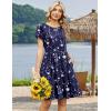 image:imageZeagoo Women Summer Dress 2026 Short Sleeve Aline Mini Dresses with Pockets Casual Swing Tshirt Dress Vocation Beach SundressNavy White Floral