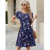 image:imageZeagoo Women Summer Dress 2026 Short Sleeve Aline Mini Dresses with Pockets Casual Swing Tshirt Dress Vocation Beach SundressNavy White Floral