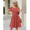 image:imageZeagoo Women Summer Dress 2026 Short Sleeve Aline Mini Dresses with Pockets Casual Swing Tshirt Dress Vocation Beach SundressRed Floral