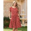image:imageZeagoo Women Summer Dress 2026 Short Sleeve Aline Mini Dresses with Pockets Casual Swing Tshirt Dress Vocation Beach SundressRed Floral