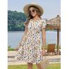 image:imageZeagoo Women Summer Dress 2026 Short Sleeve Aline Mini Dresses with Pockets Casual Swing Tshirt Dress Vocation Beach SundressWhite Print