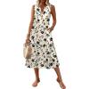 image:imageZeagoo Summer Dress for Women 2026 Sleeveless Tank Midi Dress Vacation Beach Sundress Aline Boho ClothingApricot Floral