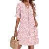 image:imageZeagoo Summer Dresses for Women 2026 V Neck Ruffle Sleeve Casual Shift Dress Hawaiian Sundress Beach Vacation ClothesPink Polka Dots