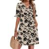 image:imageZeagoo Summer Dresses for Women 2026 V Neck Ruffle Sleeve Casual Shift Dress Hawaiian Sundress Beach Vacation ClothesSkin Floral