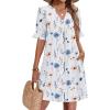 image:imageZeagoo Summer Dresses for Women 2026 V Neck Ruffle Sleeve Casual Shift Dress Hawaiian Sundress Beach Vacation ClothesWhite Floral
