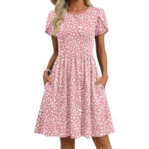 image:imageZeagoo Women Summer Dress 2026 Short Sleeve Aline Mini Dresses with Pockets Casual Swing Tshirt Dress Vocation Beach SundressJh589