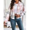 image:imageZeagoo Flannels for Women Cropped Shacket Jacket Fashion Plaid Button Down Shirt 2026 Fall Coat TopsYdl11