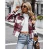 image:imageZeagoo Flannels for Women Cropped Shacket Jacket Fashion Plaid Button Down Shirt 2026 Fall Coat TopsYdl3