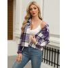 image:imageZeagoo Flannels for Women Cropped Shacket Jacket Fashion Plaid Button Down Shirt 2026 Fall Coat TopsZgz663