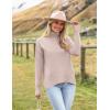 image:imageZeagoo Womens Turtleneck Sweater 2026 Fall Winter Chunky Knitted Pullover High Low Hem Trendy Basic Jumper TopApricot